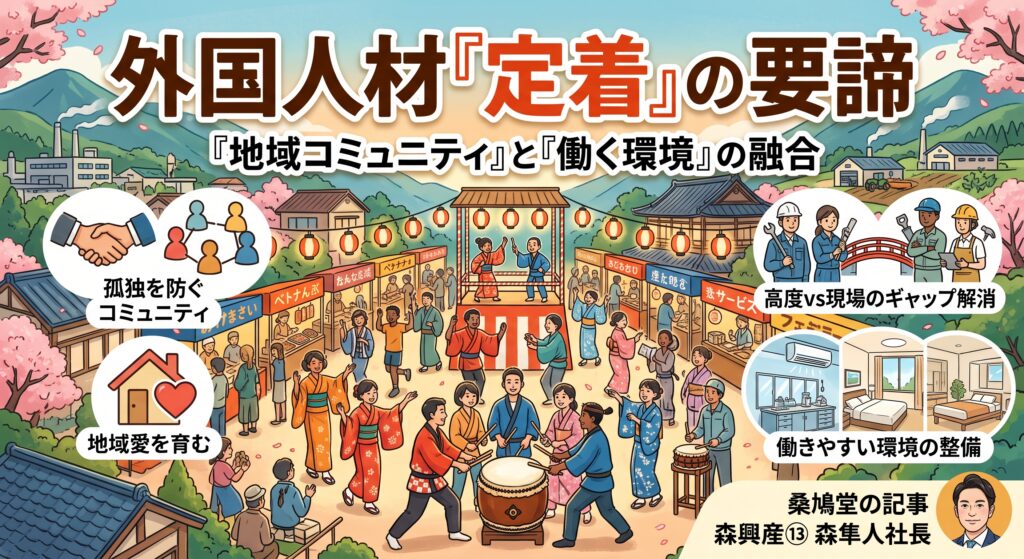 ◎外国人材「定着」「高度人材」めぐるギャップを埋めるには＝森興産⑬